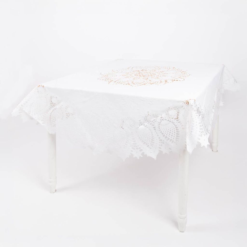 Tischdecke Outdoor Häkelspitze Amira rund weiß Ø 152cm Produktbild 