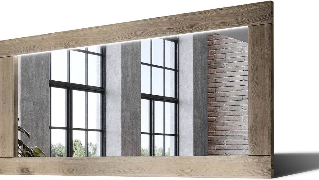 160x80 Rechteckig Rustikal Wandspiegel mit Rahmen Produktbild 