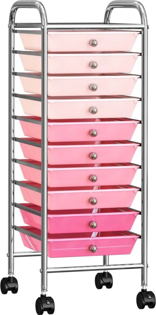 Dites adieu au désordre avec ce chariot 10 tiroirs rose en plastique