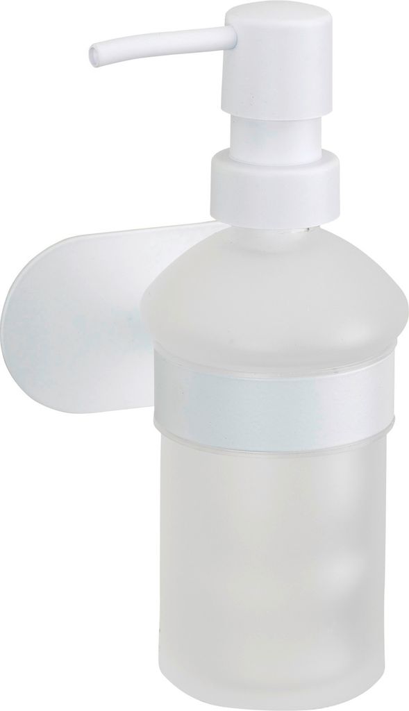 WENKO Seifenspender Orea Bad Accessoire Wand Montage Glas Weiß Matt Badezimmer