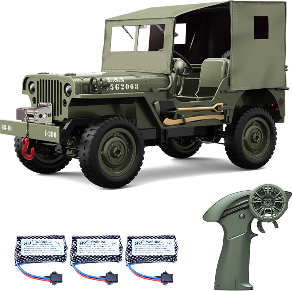 Ferngesteuertes Auto, 2,4 GHz 4WD Offroad-Rock-Crawler-Fahrzeug mit beleuchteter Segeltuchabdeckung, 1:10 All-Terrain-Elektrospielzeug mit 3 wieder...