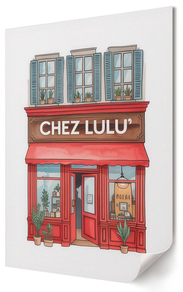 Ein hübsches Café- Kunstdruck A2 (42x59 cm) - Dekorativ, Kinder- Wandbild für Wohnzimmer Schlafzimmer & Flur, Modernes Poster Wanddeko, Ungerahmt