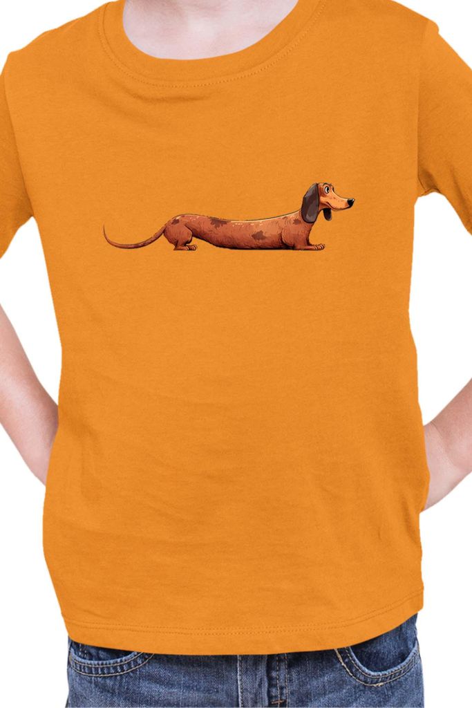 Kinder T-Shirt Funny Dogs Breeds Dachshund Dog Breed 020, 5-6 Jahr - 116 / Orange