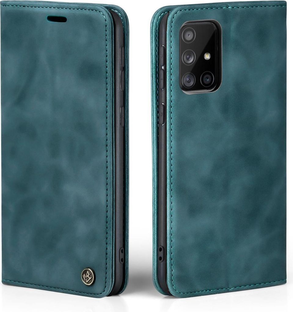 Handy Hülle für Samsung Galaxy A51 Klapphülle Bookcase Flip Cover Handy Tasche Etui Farbe: Petrol