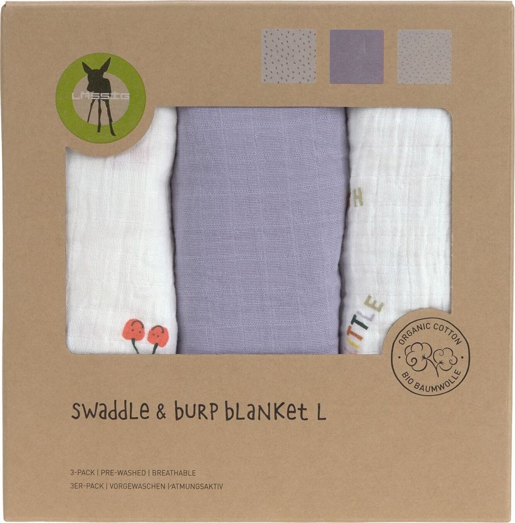 Lässig Swaddle & Burp Blanket L Happy Fruits Cherry,