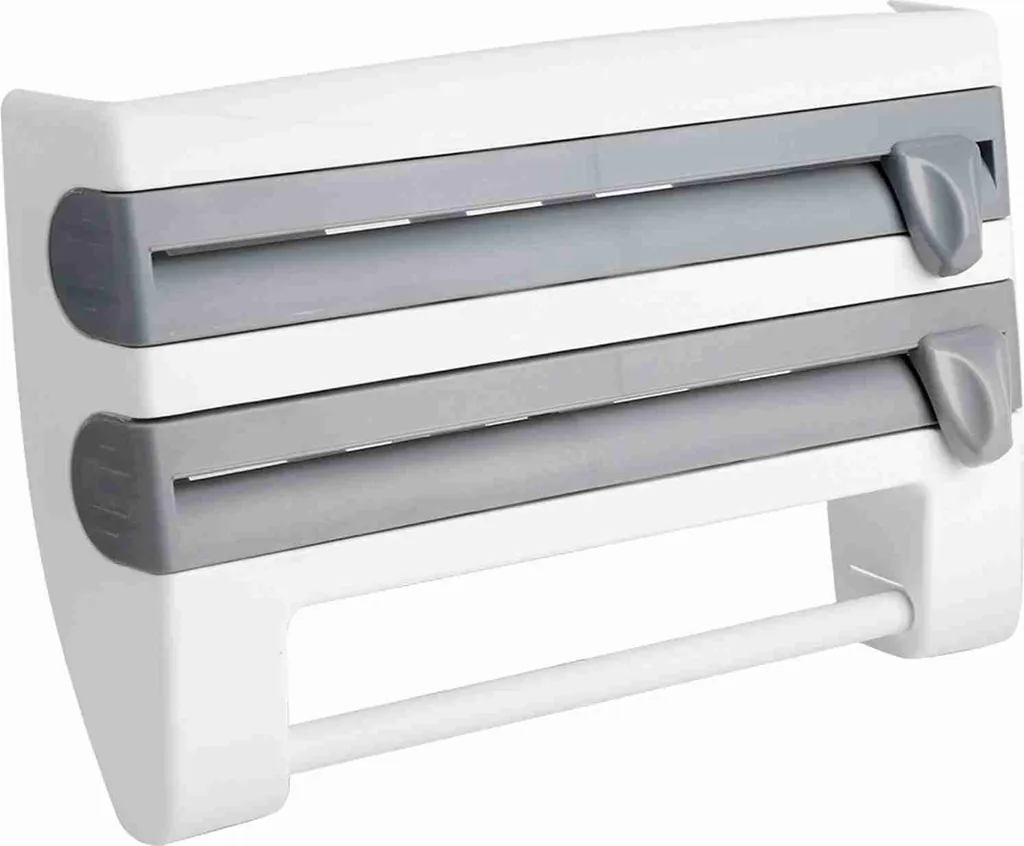 Portabottiglie da cucina, porta asciugamani di carta, utensili da cucina, pellicola trasparente, taglio, grigio - 1