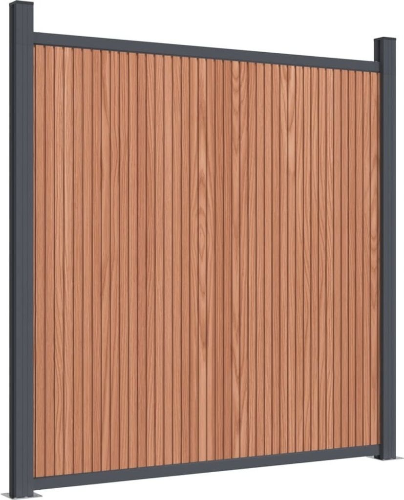 Zaunelement mit 2 Pfosten Braun 180x186 cm WPC