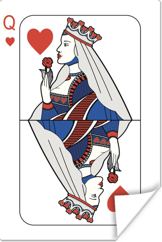 MuchoWow Poster Rote und blaue Illustration einer Herzkönigin 120x180 cm - Kunstposter