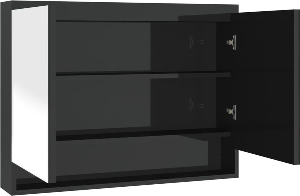 CMM - Spiegelschrank fürs Bad 80x15x60 cm Glänzend Schwarz - Badspiegel - 19.3 kg