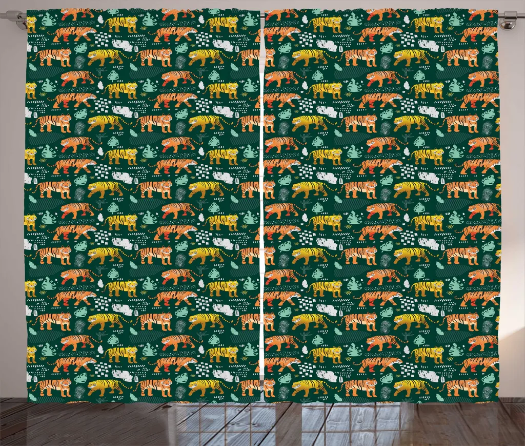 Rideaux de Salon Jungle Forest Life pour Grandes Fenêtres 280x225 cm