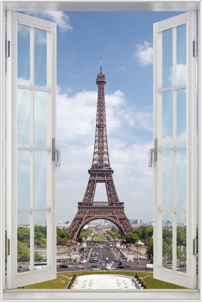 Wallario Wandbild mit Fenster-Illusion: Eiffelturm in Produktbild 