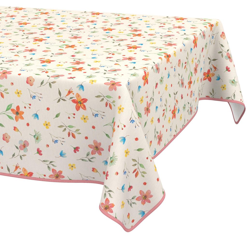 Stofftischdecke 140x280cm Bunt Valencia Stoff Premium Streublumen wasserabweisend pflegeleicht