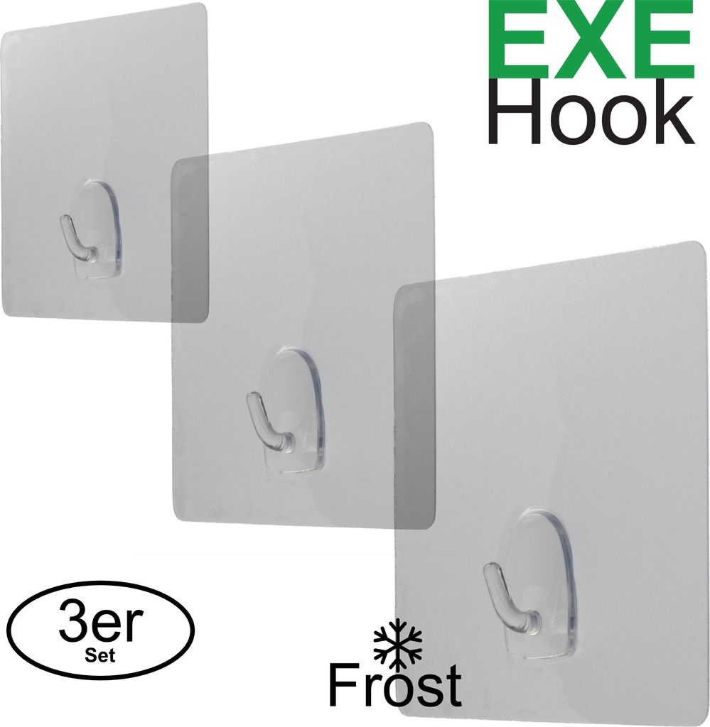 3x EXE Hook Haken selbstklebend handtuchhalter ohne bohren Produktbild 