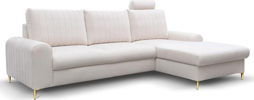 Ecksofa mit Stauraum ESTENVAN - creme, rechte Ecke
