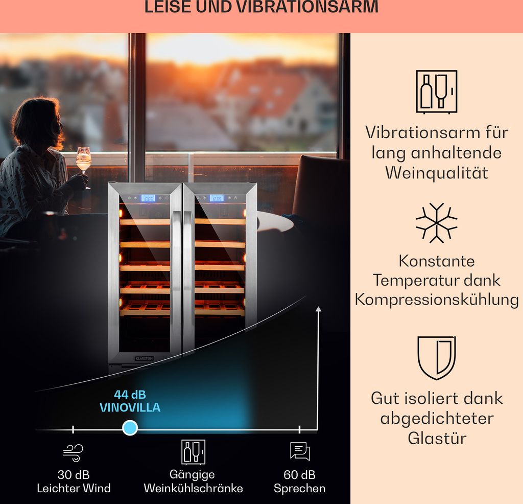 Klarstein Einbau-Weinkühlschrank, 2 Zonen Produktbild 4