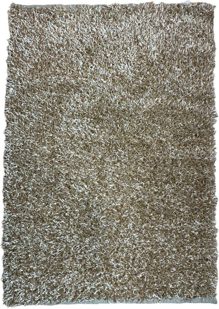 Teppich LIMO SHAGGY HANDGEKNÜPFT | Farbe: Beige meliert; Größe: 70x140 cm | strapazierfähig und leicht zu reinigen | Wohnzimmer | Schlafzimmer