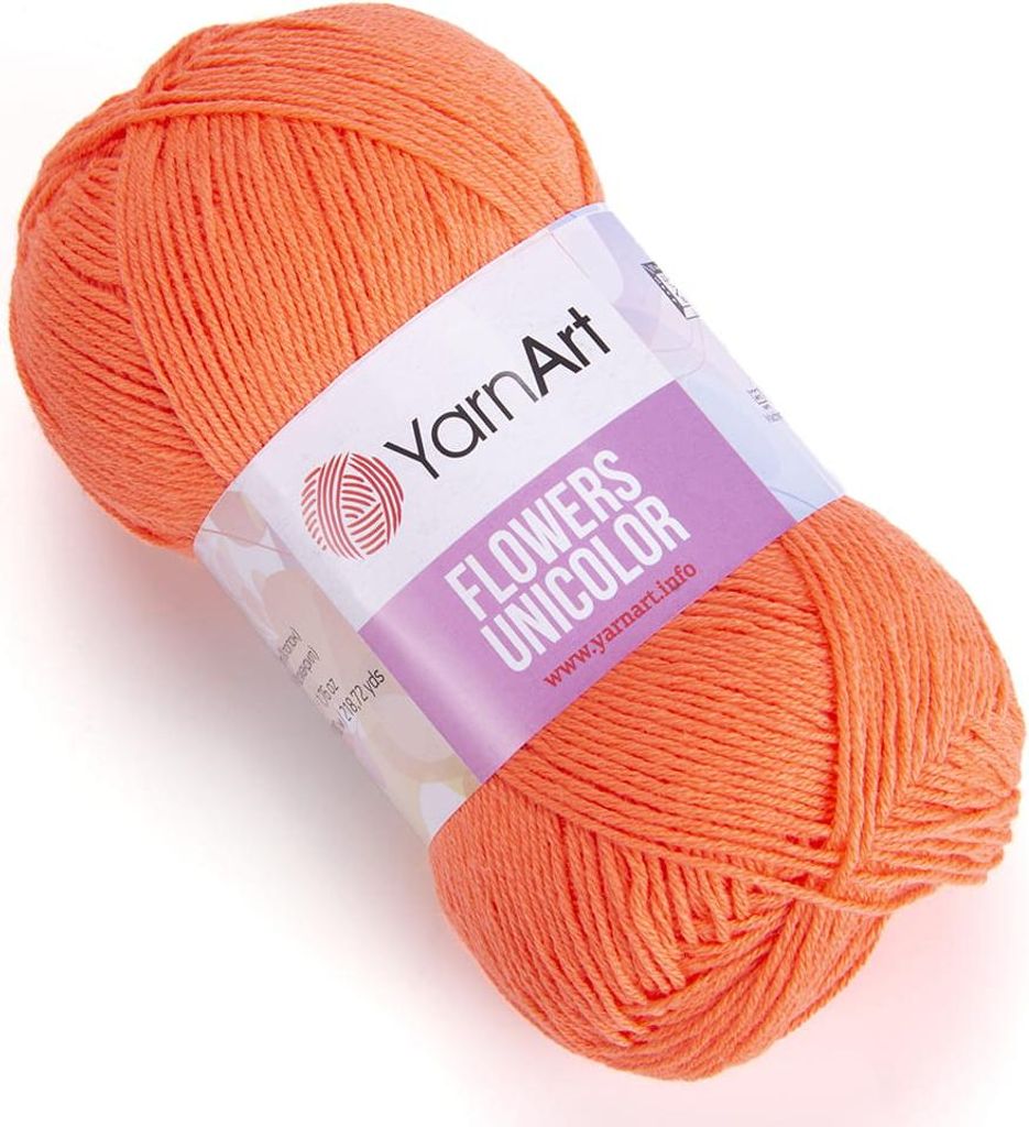 YarnArt Flowers Unicolor 737 Neonorange – Strahlend leuchtendes Baumwollgarn, ideal für Sommerprojekte, Amigurumi und kreative Accessoires – 5...