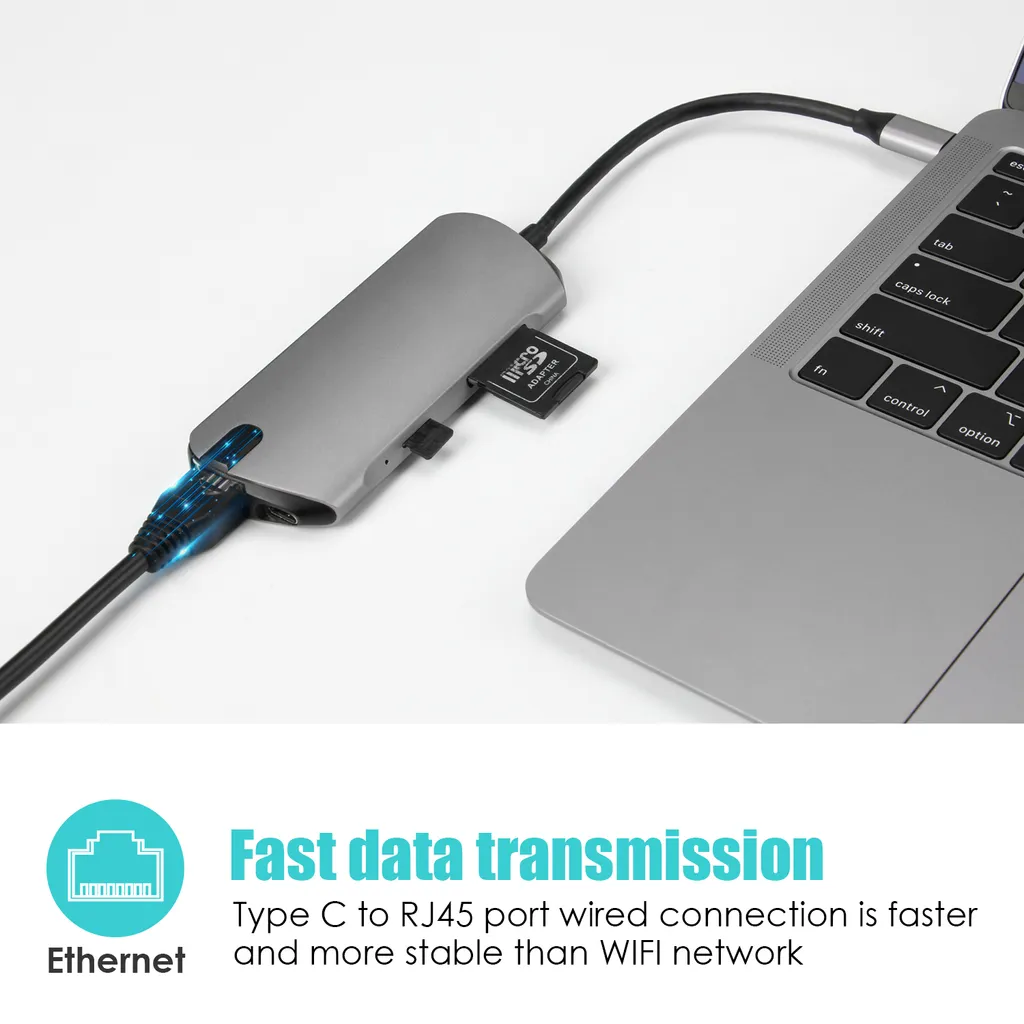 Solution Télétravail : Hub USB C 8-en-1 pour Double Écran et Périphériques - 4