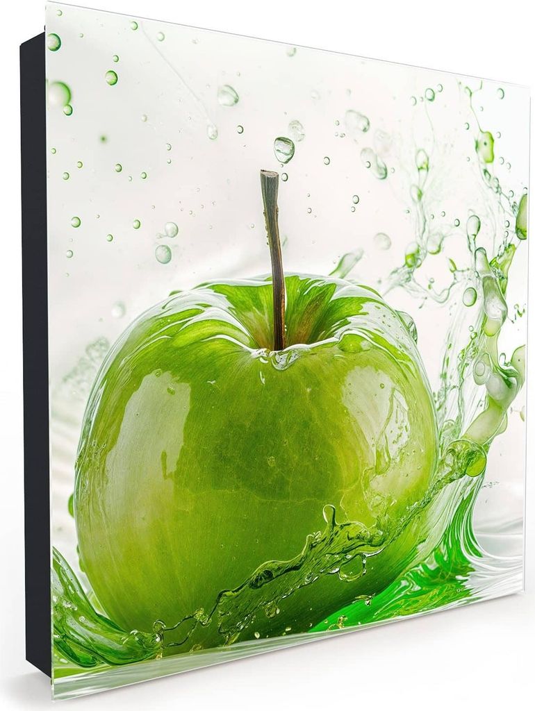 Nachbildung-Schlüsselkasten, Magnetpinnwand und Memoboard mit Glasfront Motiv Splash Apfel