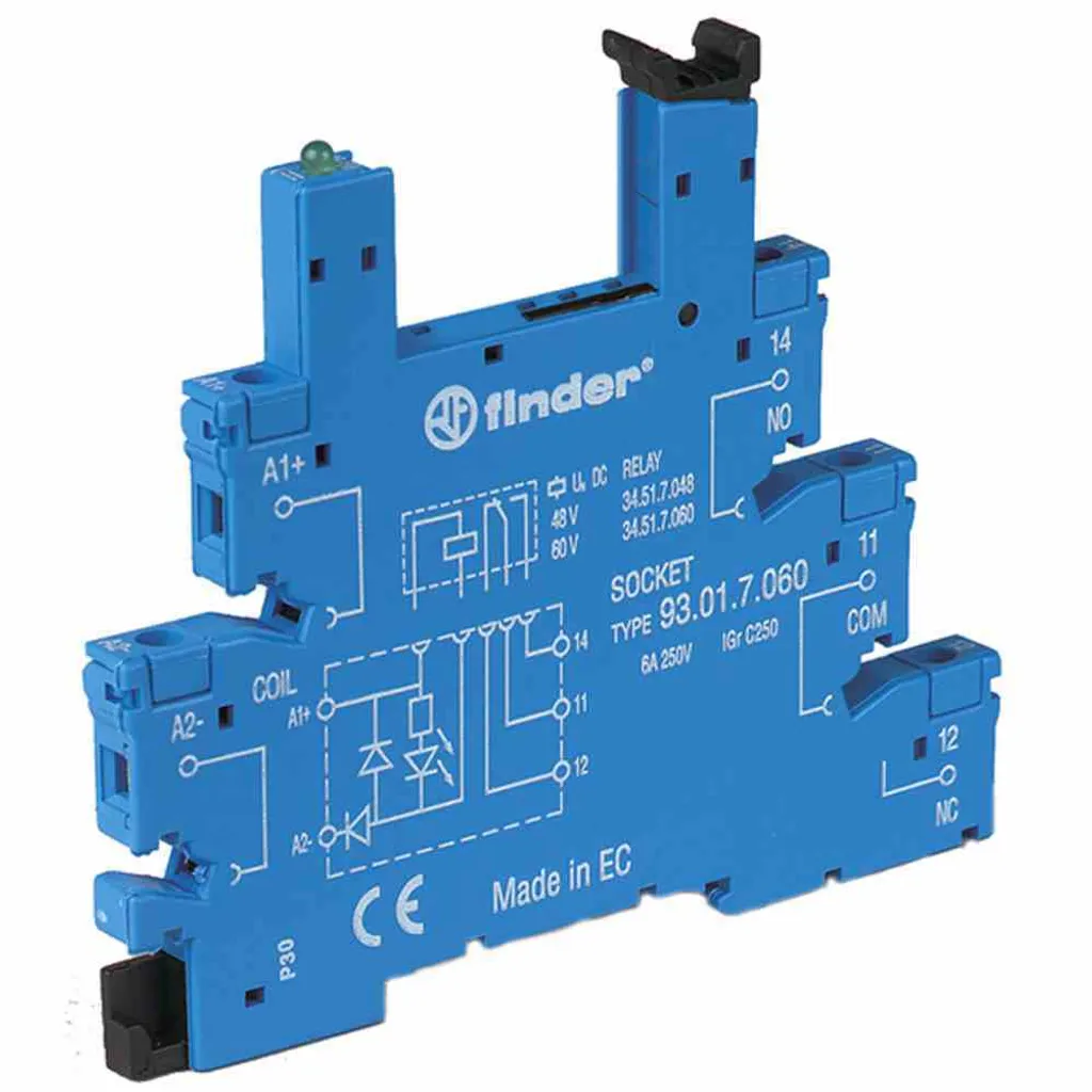 Zoccolo Finder 93.01.0.024 Blu | Presa a Vite 250V 6A per Serie 34