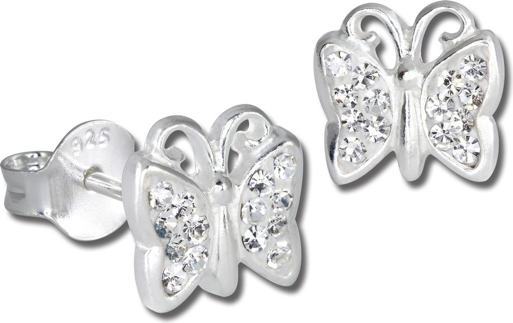 Teenie-Weenie Ohrstecker Kinder Silber weiß Schmetterling Ohrringe SDO094W