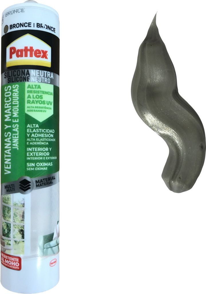 Pattex Fenster & Tür Silikon, Bausilikon für Innen & Aussen 1 x 280ml - silbergrau