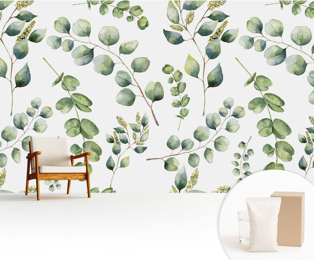 Fototapete - 416x254 cm - Tapete - Wandtapete - Wandbilder - Dekofolie - Tapete Folie - Wand - Dekoration - Wohnzimmer - Grüne Blätter