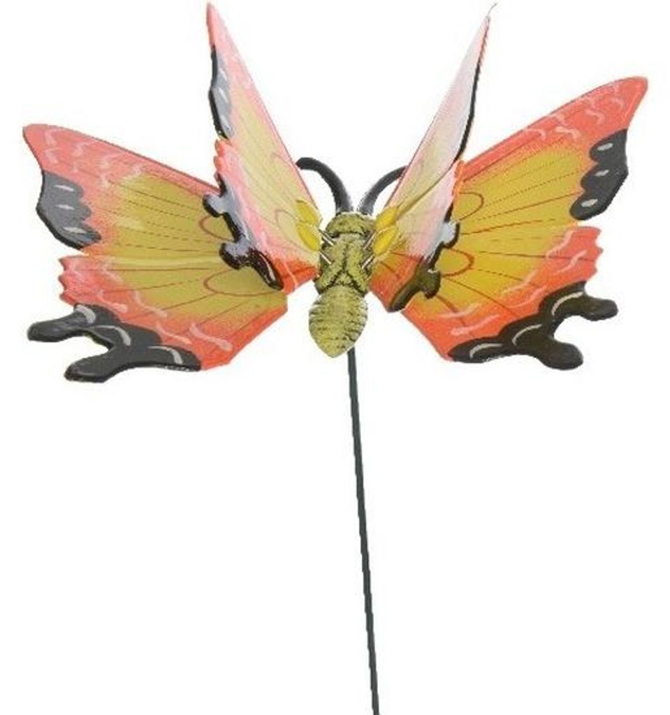 Garten Schmetterling Stick - Gelb/Orange - Metall - 15 x 17 cm