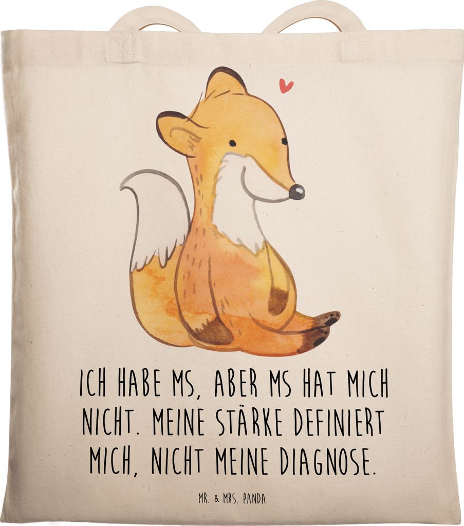 Mr. & Mrs. Panda Shopping Tasche Fuchs Multiple Sklerose - Transparent - Geschenk, Empfindungsstörungen, Tragetasche, Muskellähmungen, Tote Bag, ...