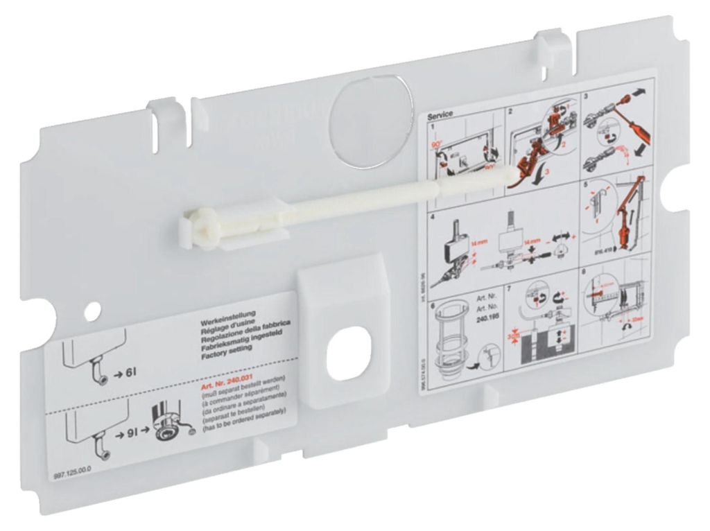 An instructional diagram showing how to install a Geberit concealed cistern protection plate.