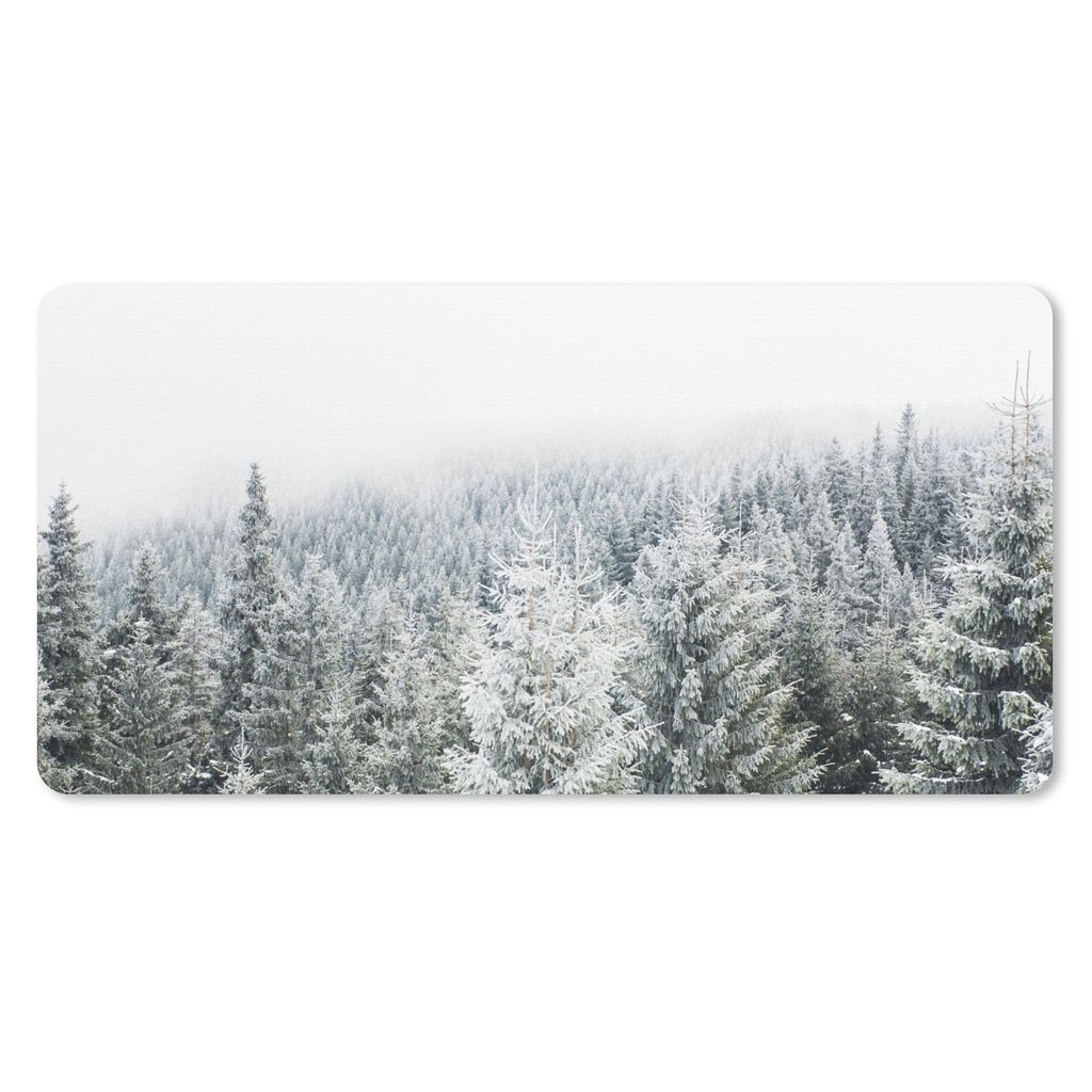 MuchoWow Mauspad Mousepad Wald - Schnee - Winter - Jahreszeiten - Tannenbaum 60x30 cm - Mousepads - Maus Mat - Pad - Mausunterlage - Nachhaltig
