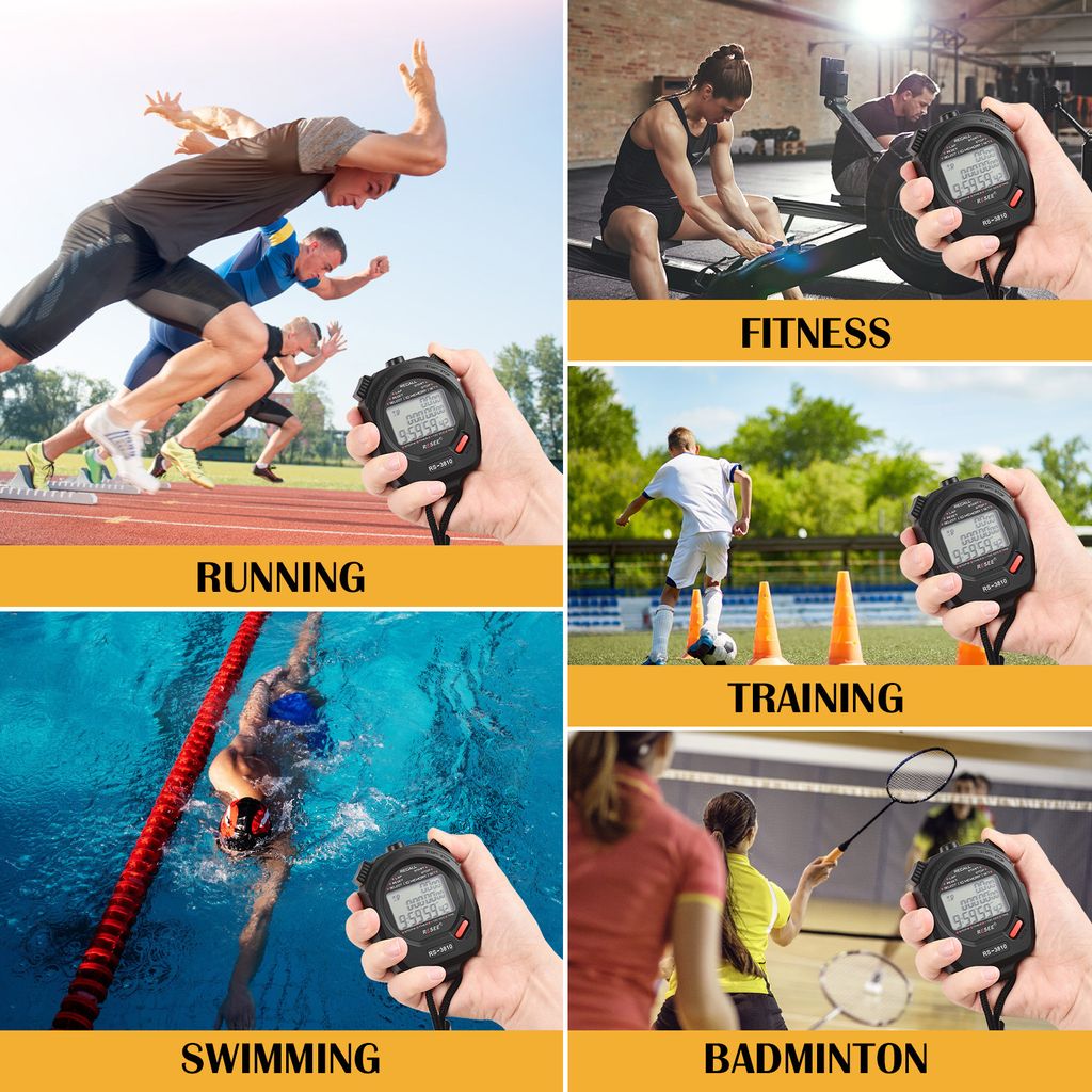 Sportovní stopky, 60 pamětí, digitální stopky, 3řádkový Obrázek produktu 8
