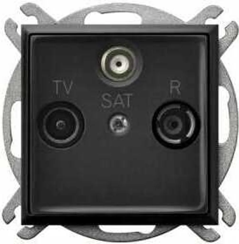 Prise antenne RTV-SAT ARIA noir métal pour salon et chambre moderne