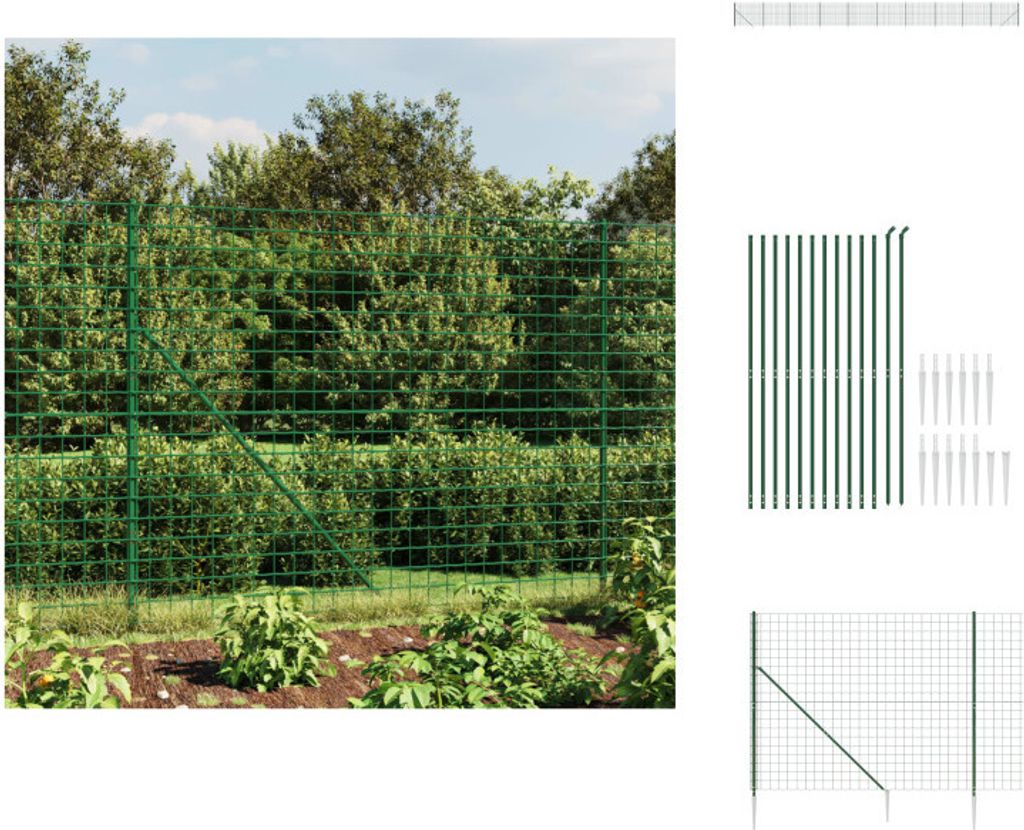 vidaXL Maschendrahtzaun mit Bodenhülsen Grün 1,4x25 m -  Produktbild 