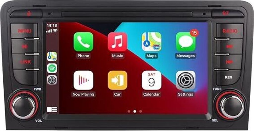 Autoradio kompatibel mit drahtlos Carplay/Android Auto für Audi A3 S3 RS3 2003-2012 mit 7 Zoll IPS Touchscreen/Bluetooth/Mirror Link/FM/AM/USB/RDS