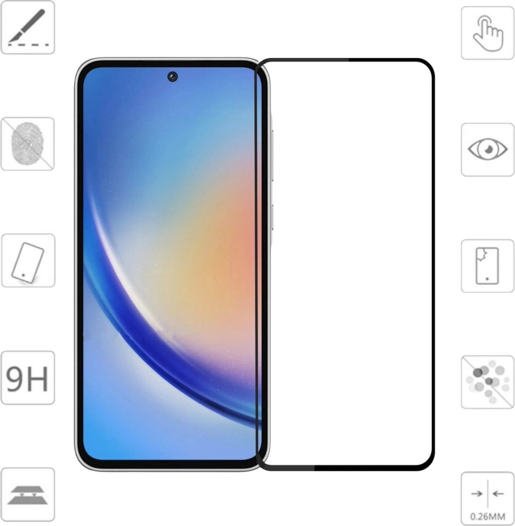 Für Samsung Galaxy A35 2x 3D Display Full LCD H9 Hart Glas Folie Seiten Schutz