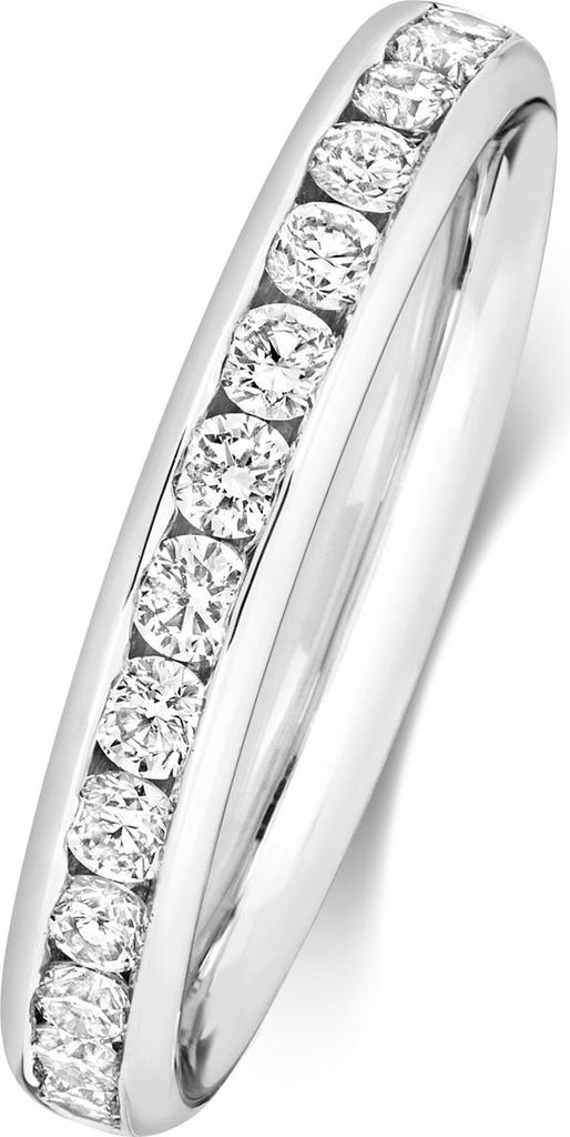 18 Karat (750) Weißgold Halb Eternity Diamant Trauring/Ehering/Hochzeitsring Brillant-Schliff 0.48 Karat G - SI1, 49 (15.6); TRS1874618KWRSJ