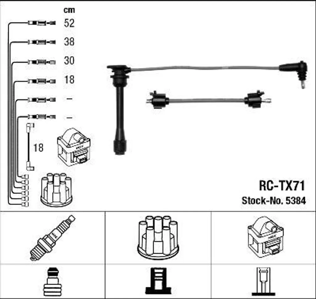 NGK 5384 - OE 90919 21148 9 Set di cavi candela per Previa (R1, R2)