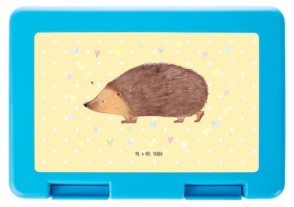 Mr. & Mrs. Panda Bentobox Igel Herzen - Gelb Pastell - Geschenk, Lustige Sprüche, Liebe, Bento Box, Snackbox, Lunchbox, Herz, Vorratsdose, Lebensm...