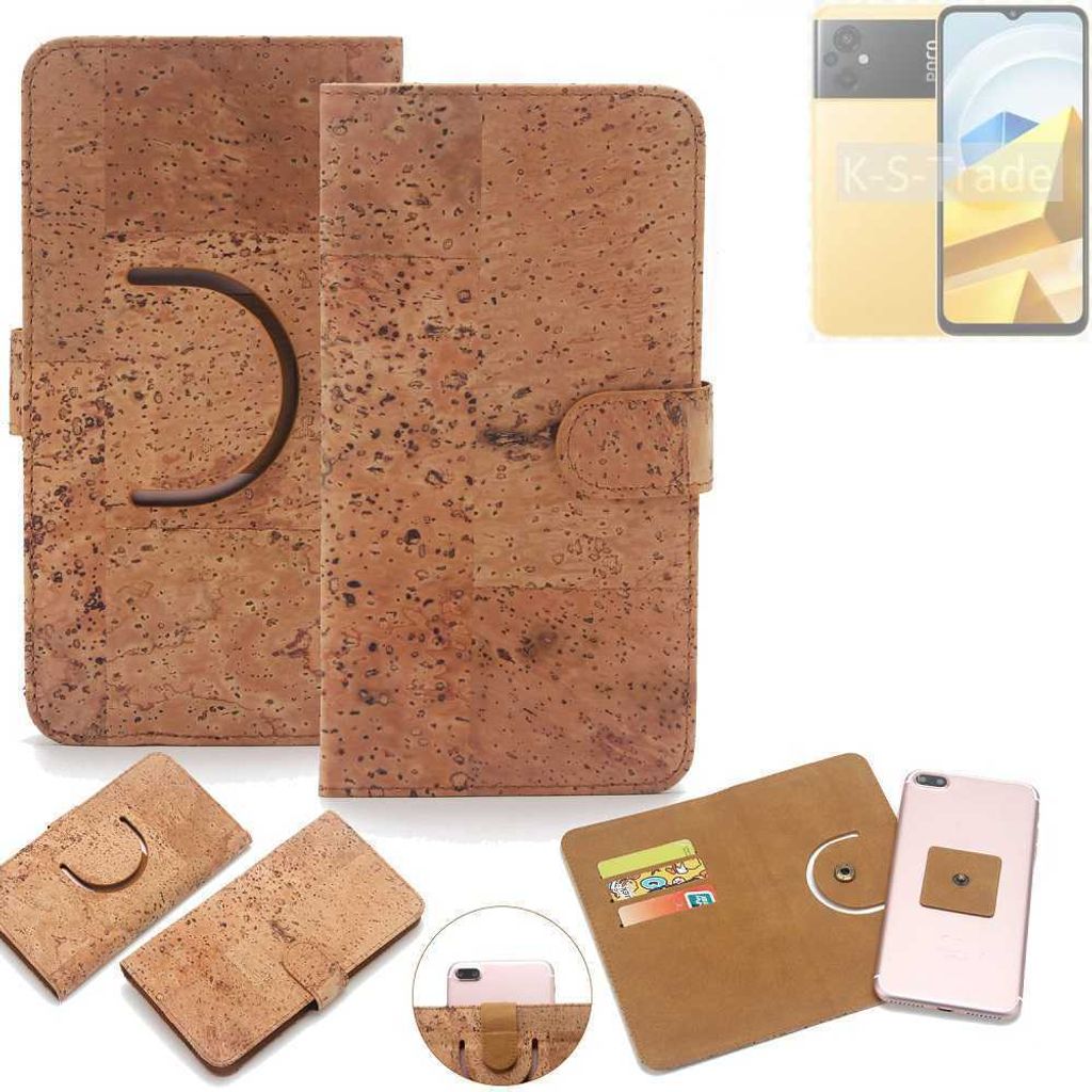 K-S-Trade Handy-Hülle Schutz-Hülle kompatibel mit POCO M5 Handyhülle Schutzhülle Korkhülle Kork-Hülle 1x