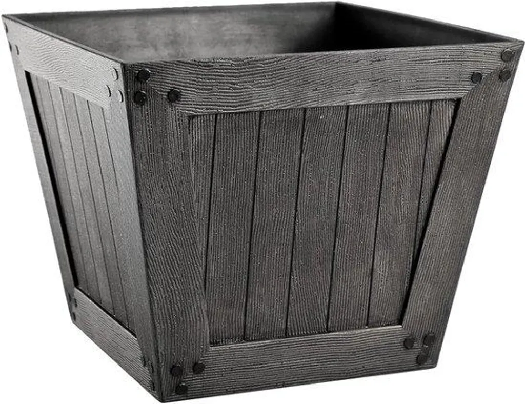 Pot pour plantes intérieur et extérieur, bac carré 31 cm gris