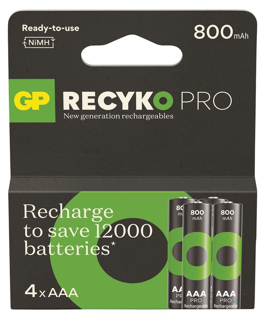 GP Batteries ReCyko Pro B26184 wiederaufladbarer Industrie-Akku Nickel-Metallhydrid (NiMH) 800 mAh 1,2 V