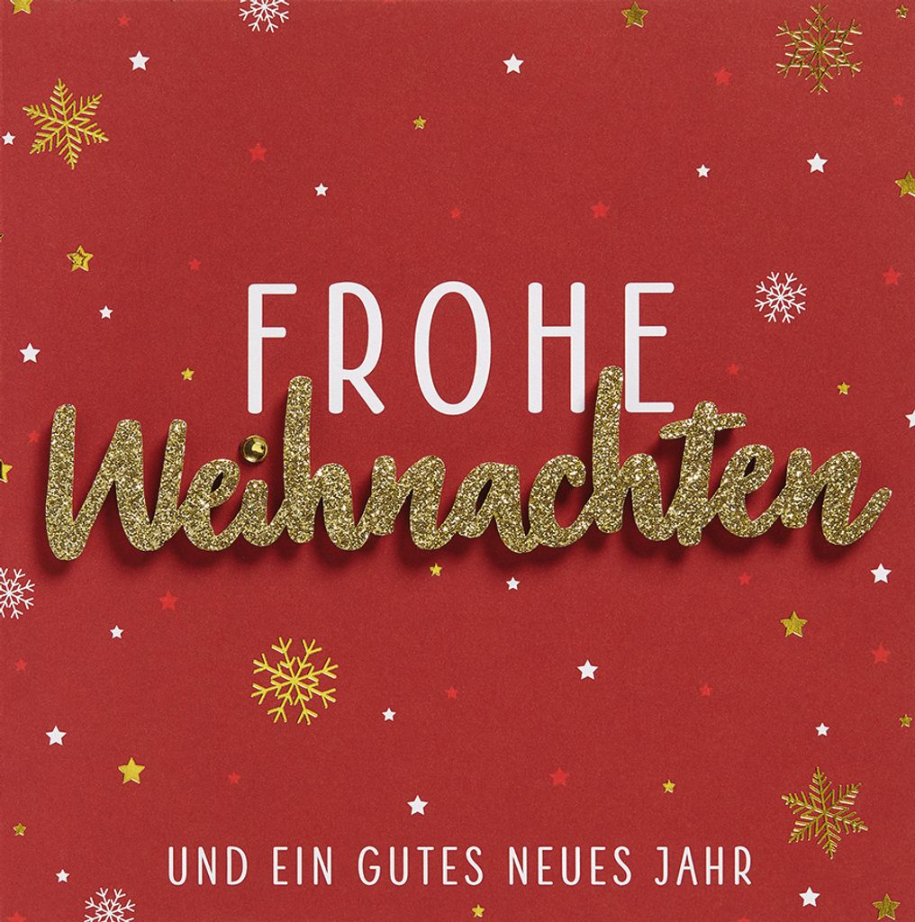 Weihnachten Lettering Glückwunschkarte im Format 15 x 15 cm mit Umsc