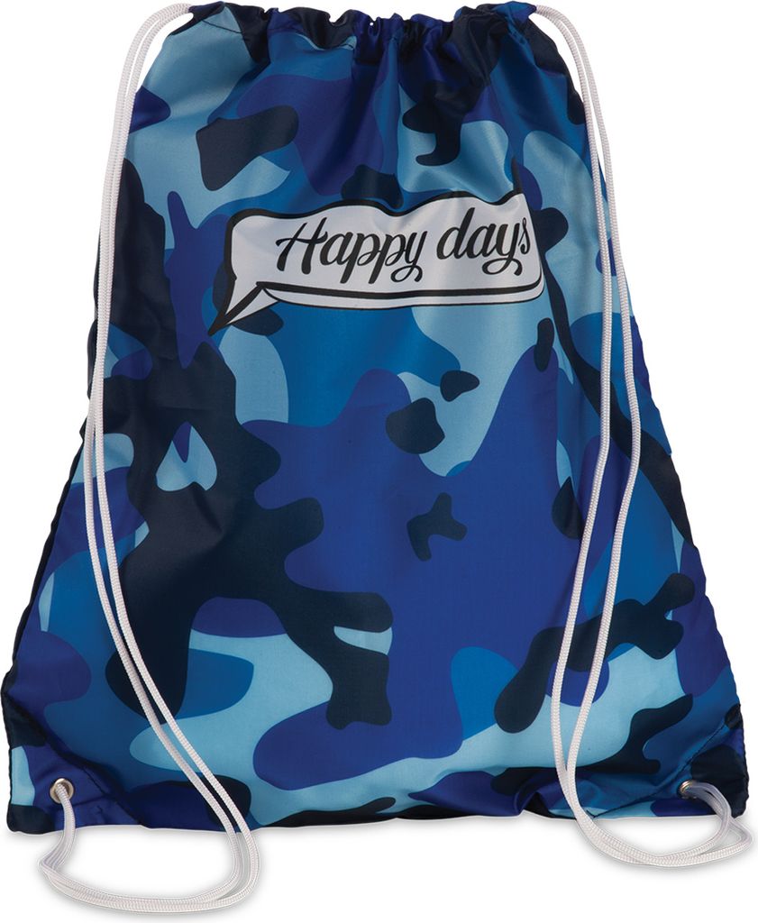 Turnbeutel Sporttasche mit Kordelzug Sport-Beutel Tasche Trend-Design Camouflage blau