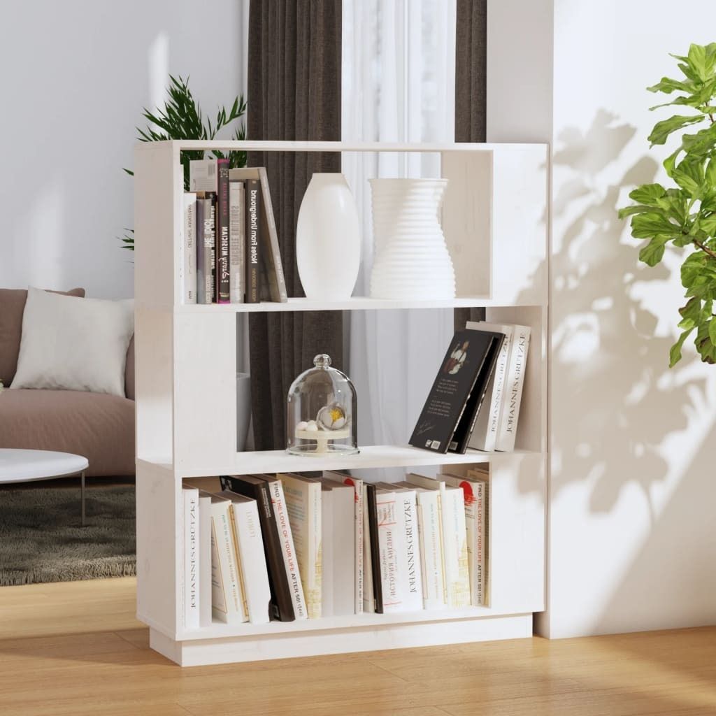Maison Exclusive - Bücherregal/Raumteiler Weiß 80x25x101 cm Massivholz Kiefer