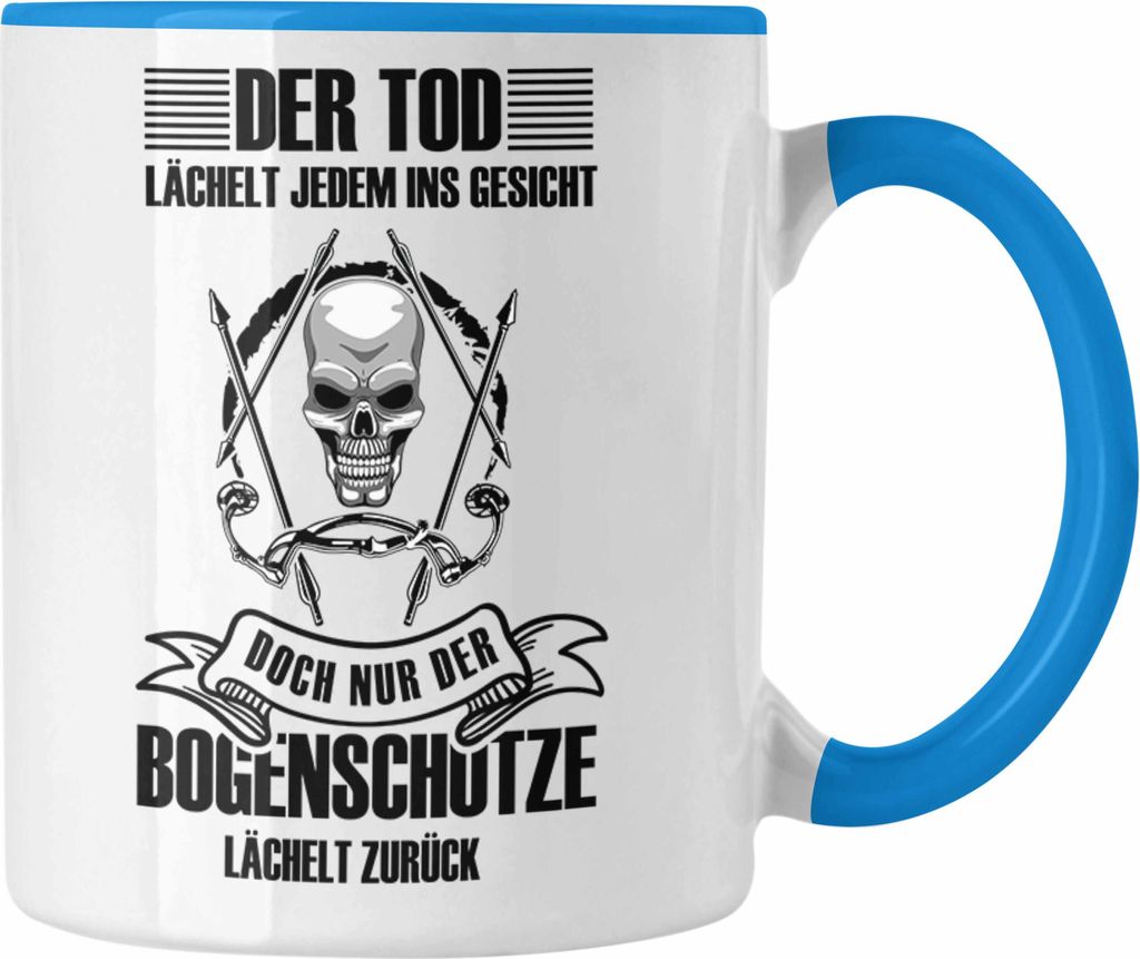 Trendation - Lustige Bogenschießen Tasse für Bogenschützen Geschenkidee Pfeil und Bogen Motiv (Blau)
