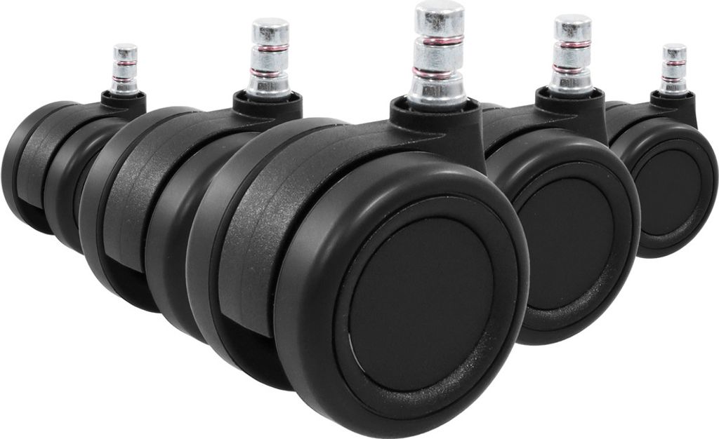 hjh OFFICE Stuhlrollen 5x ROLO COLOR 60 11mm/60mm Ersatz Rollen Bürostuhl für Parkett, Laminat, Fliesen oder Steinboden