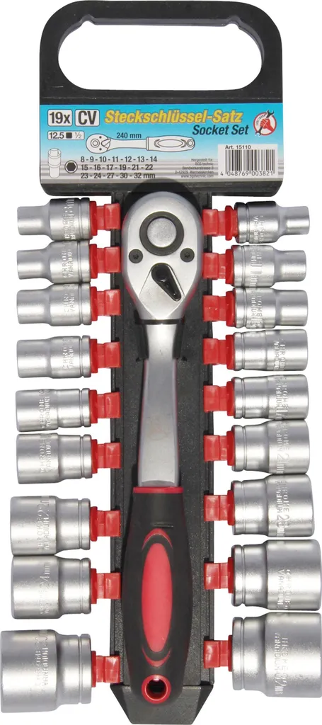 Coffret de douilles 1/2 pouce 19 pièces, embouts robustes de 8 à 32 mm