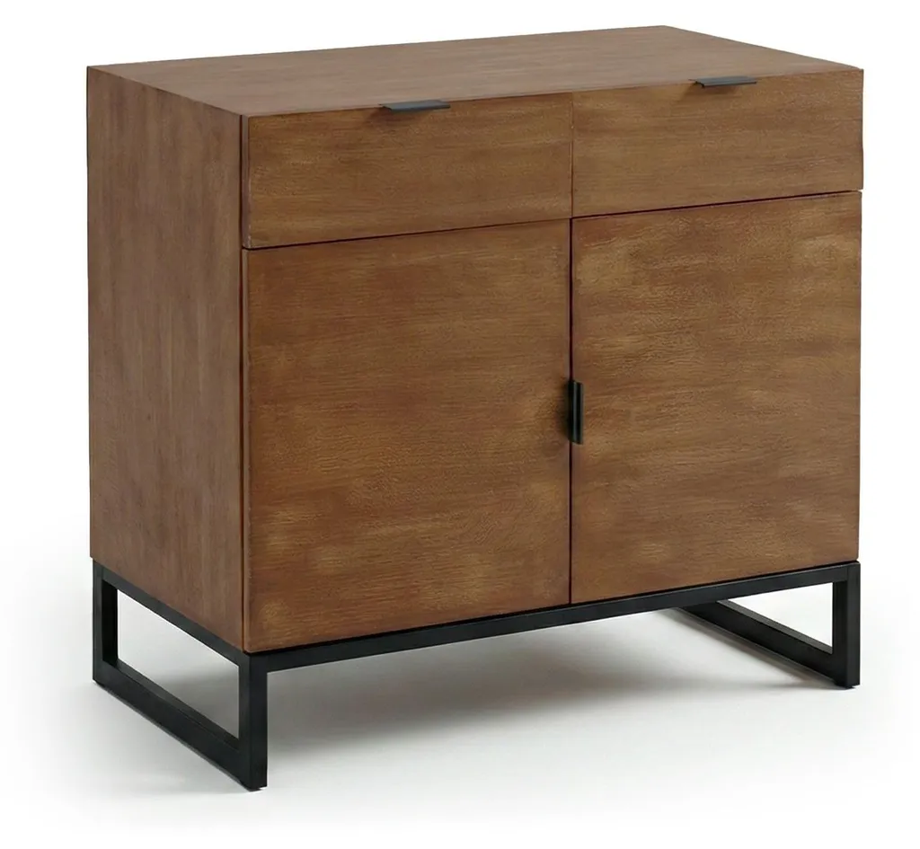 Menzzo Panara Commode Chêne Clair avec 2 Tiroirs et 2 Portes Battantes
