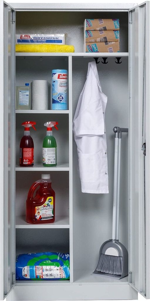 Putzmittelschrank Stahl, 80x38x180 cm, grau